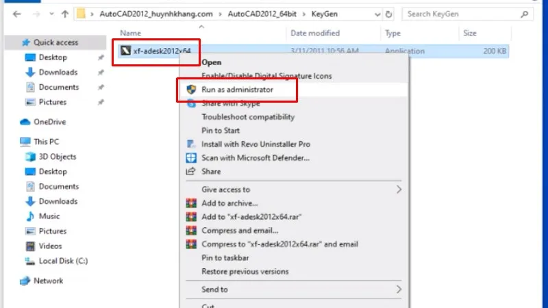 Tải Autocad 2012 Hướng dẫn bằng video 22 Chuột phải file và chọn Run as admin