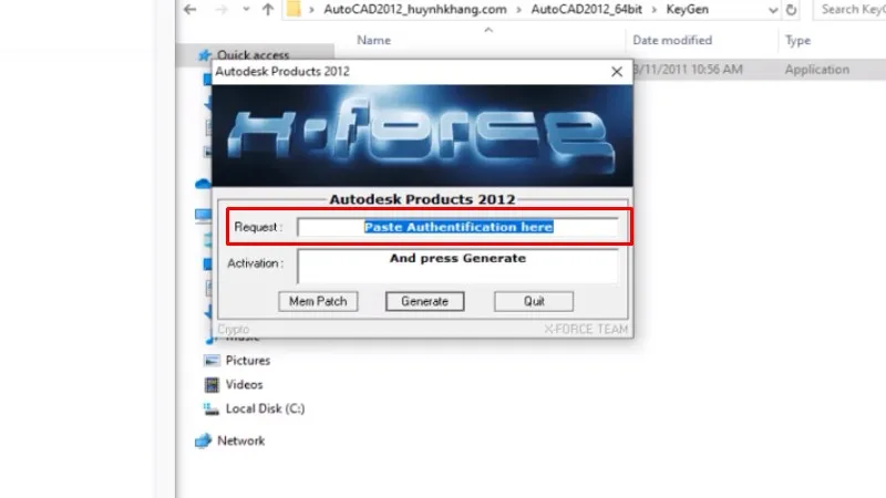 Tải Autocad 2012 Hướng dẫn bằng video 24 Paste vào Ô Request như hình