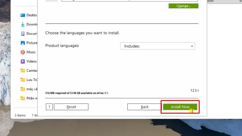 Bấm Install Now, hoàn thành cài đặt